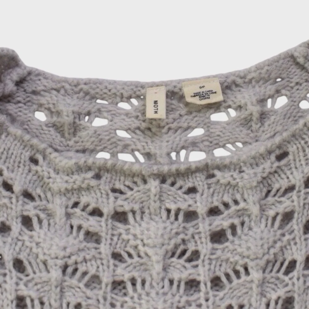 Moth for Anthropologie Wool Alpaca Longline Sweater with Open Knit Detail_5